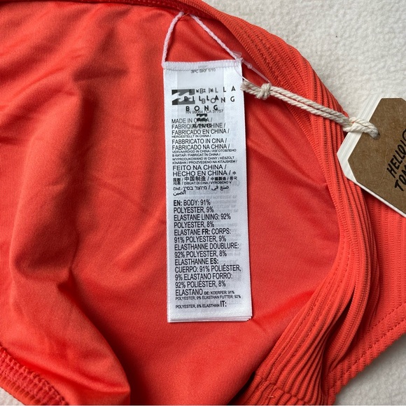 NWT New Billabong Orange Ribbed Tanlines Low Rider Bikini Bottoms Size XL - Picture 5 of 5